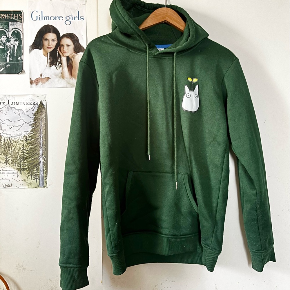 Hot Topic Green Hoodie with Totoro Patch